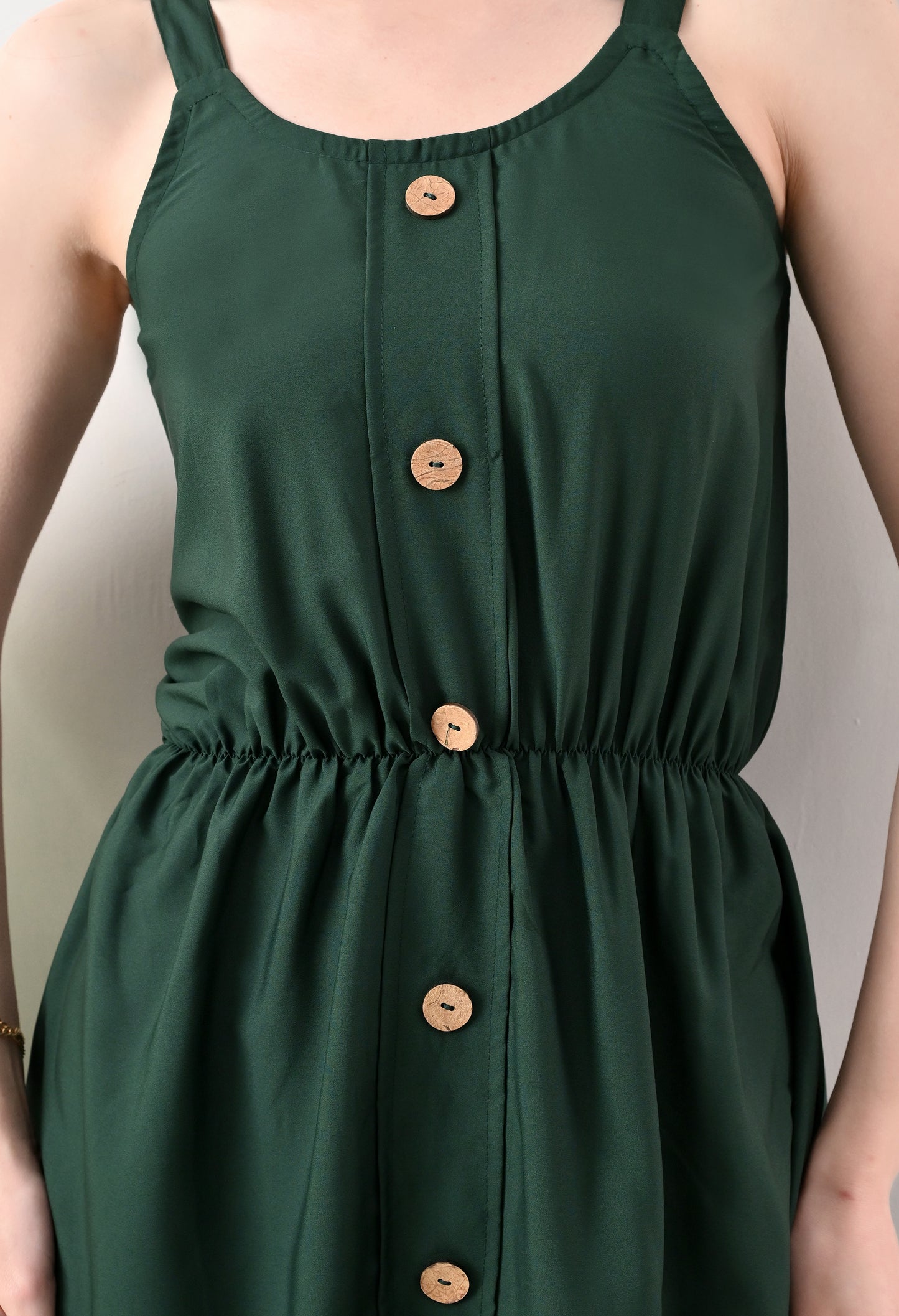Wooden button printed top for women