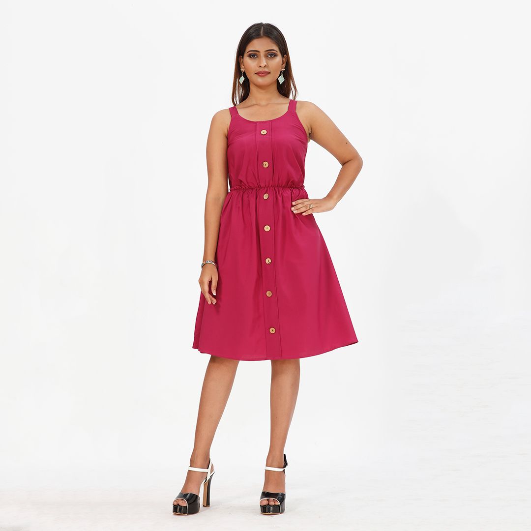 Wooden button printed top for women