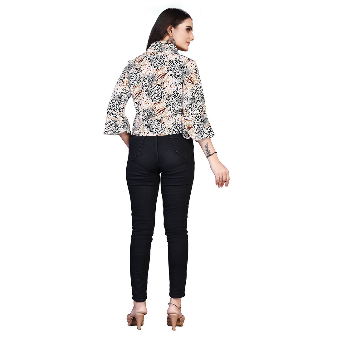 Animal Printed Elegant Crepe Top