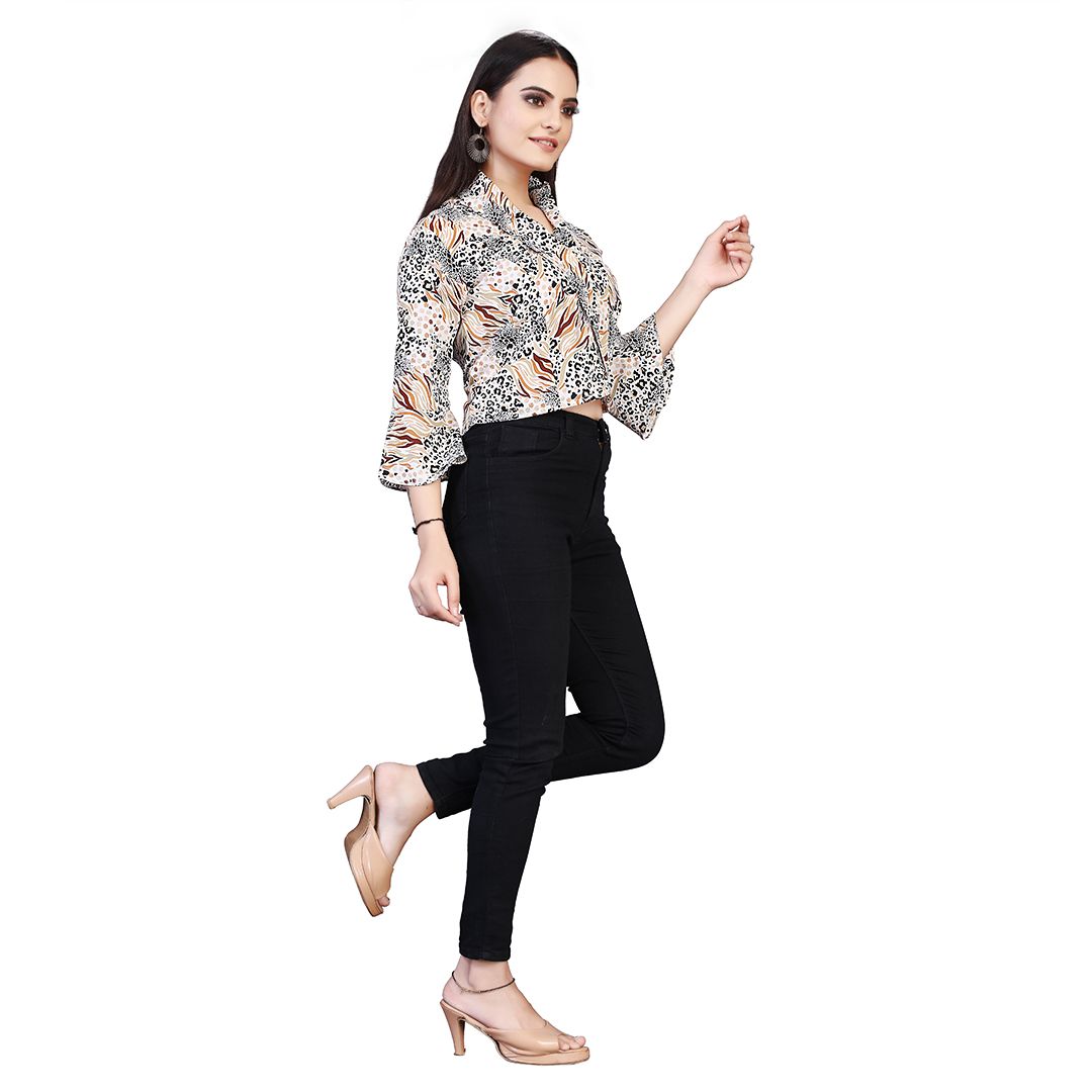 Animal Printed Elegant Crepe Top
