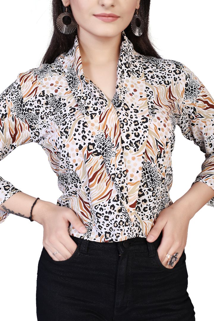 Animal Printed Elegant Crepe Top