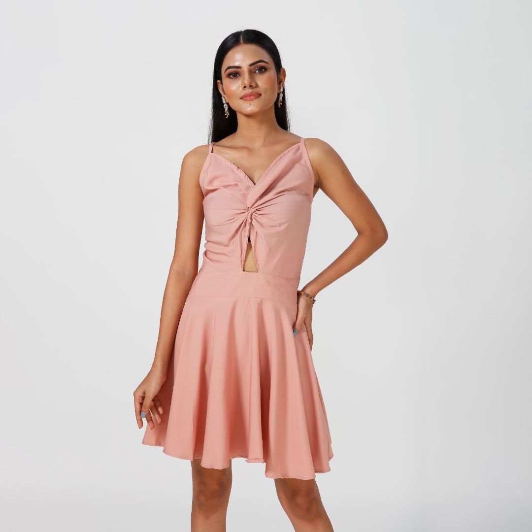 Fit and flare plain western dress for women