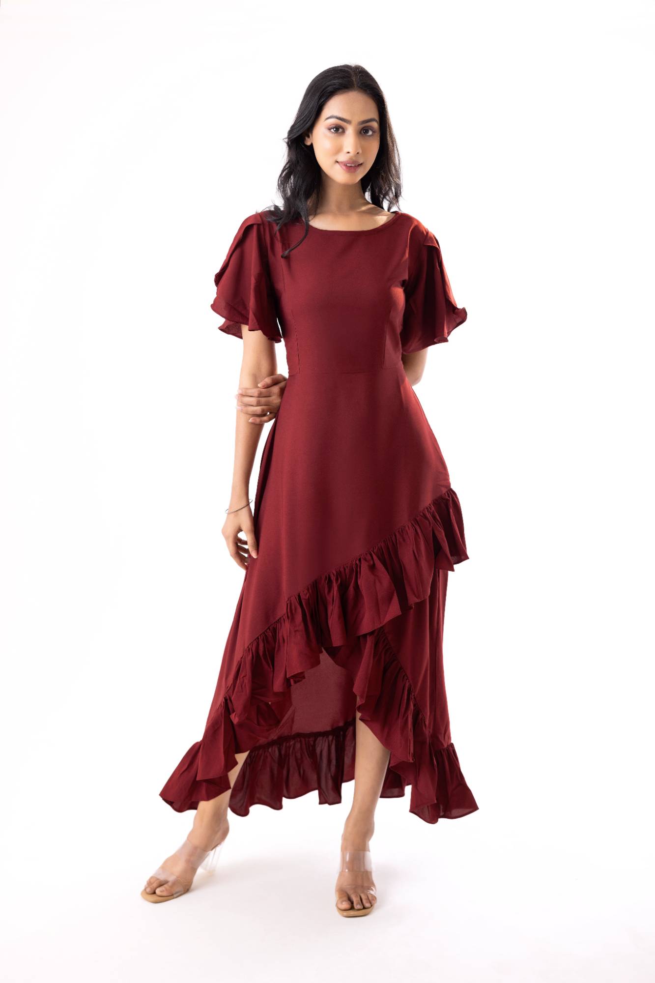 Flerred plain western maxi for women by M Rutbaa