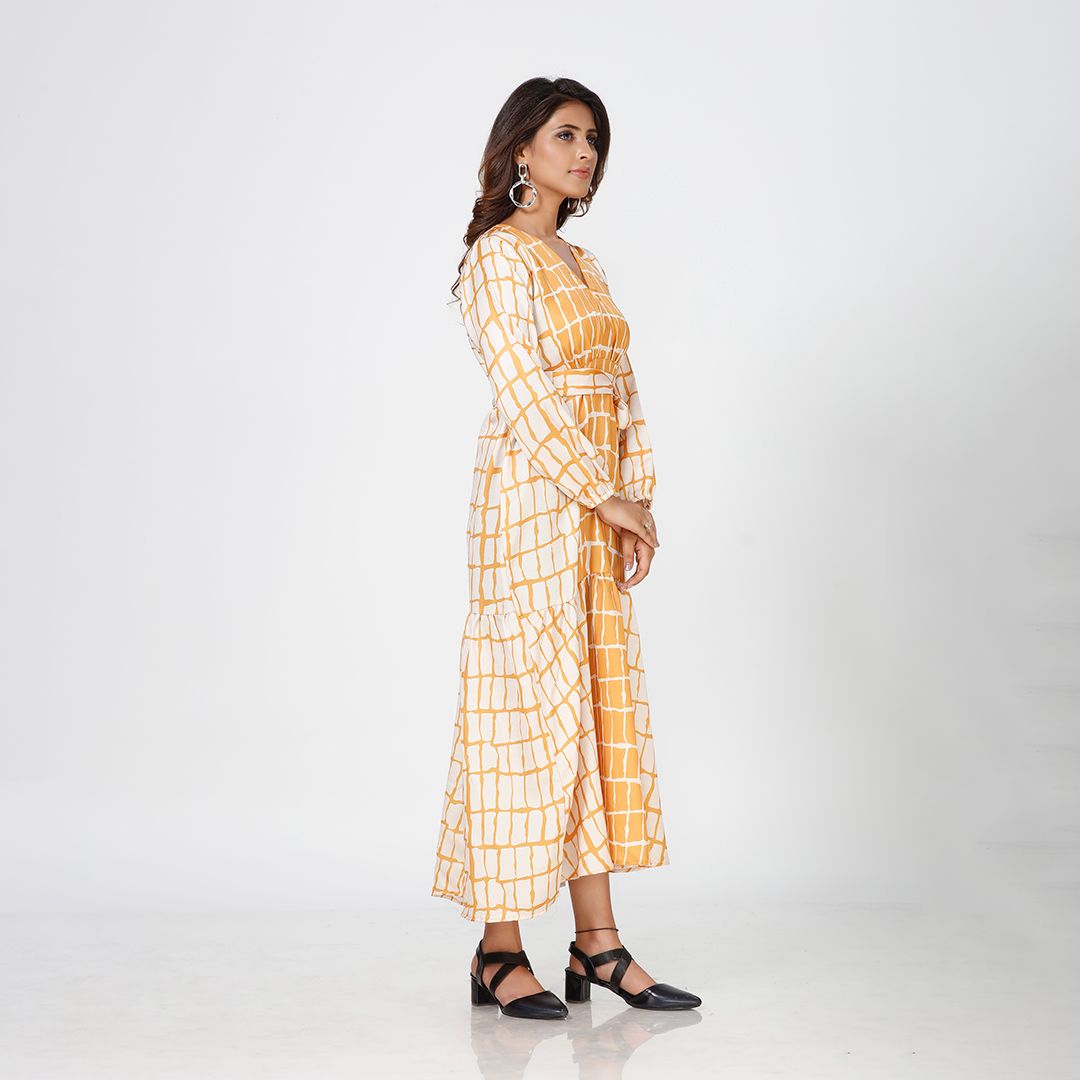 Sunset Glow Satin Maxi Dress with V-Neck and Relaxed Fit