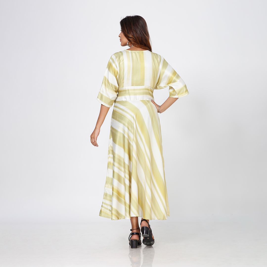 Light green v neck western maxi for women