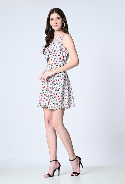 Fit and flare printed western dress for women