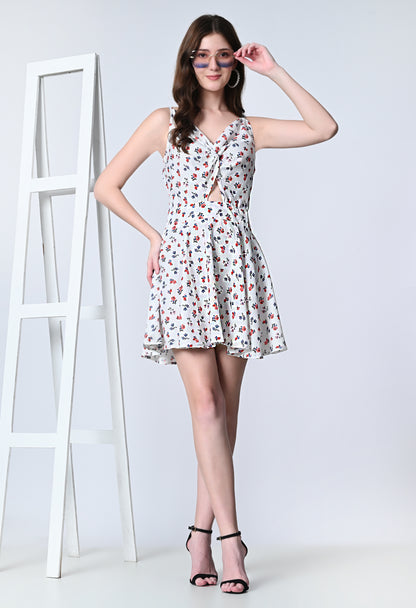 Fit and flare printed western dress for women