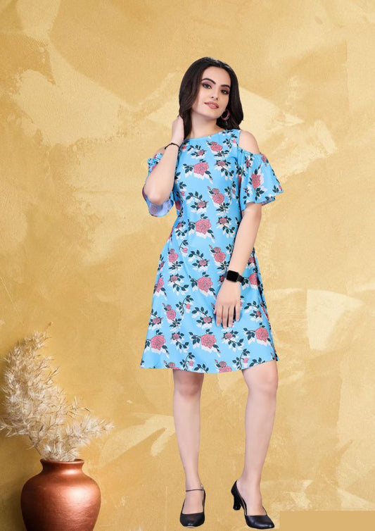 Big floral printed western dress for women
