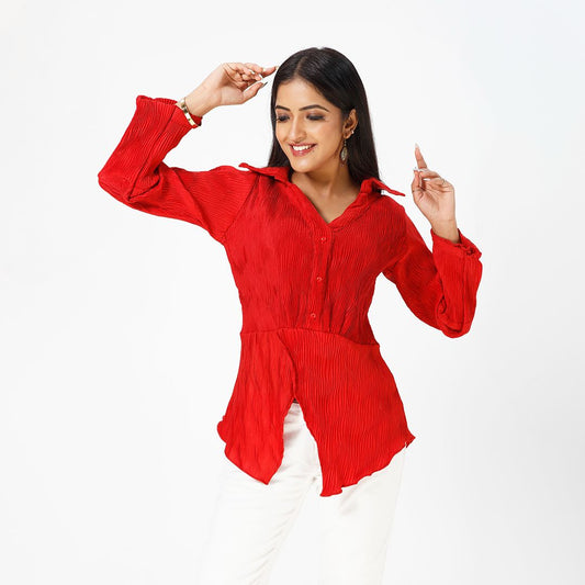 Pleated shirt full sleev western wear for women