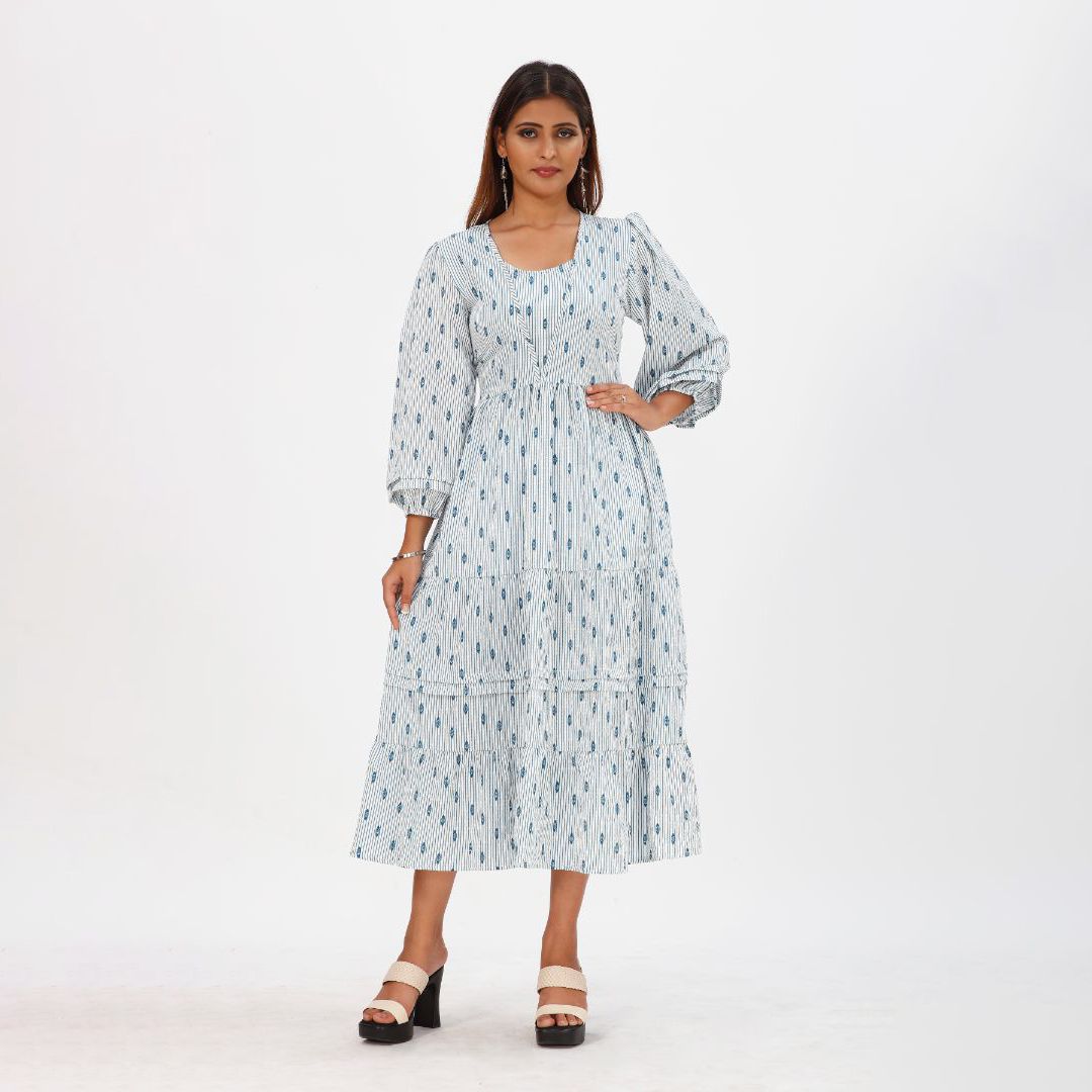 A - line printed western maxi for women