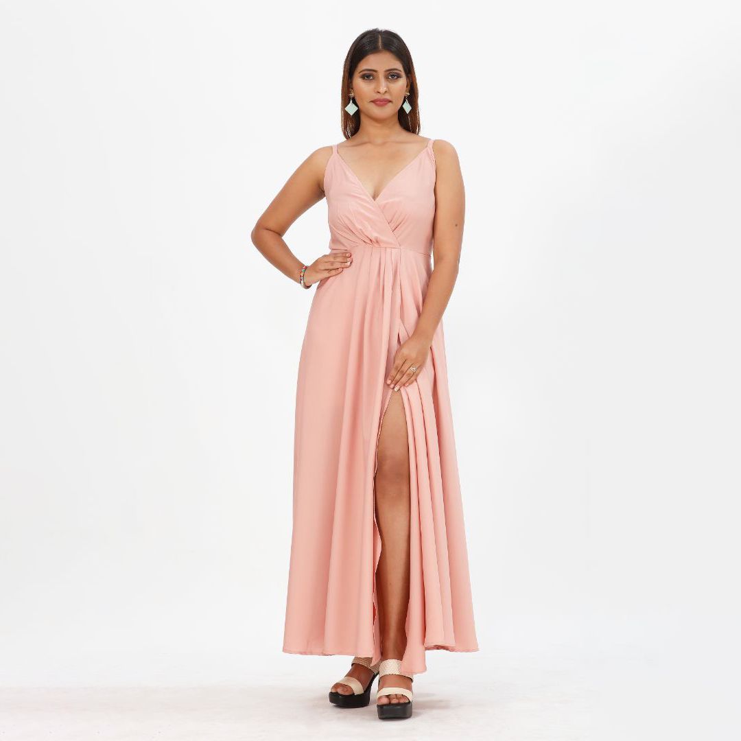 Full lengh without sleeve plain western maxi for women