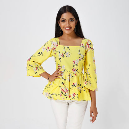 Floral printed tunic western top for women