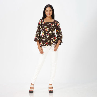 Floral printed tunic western top for women