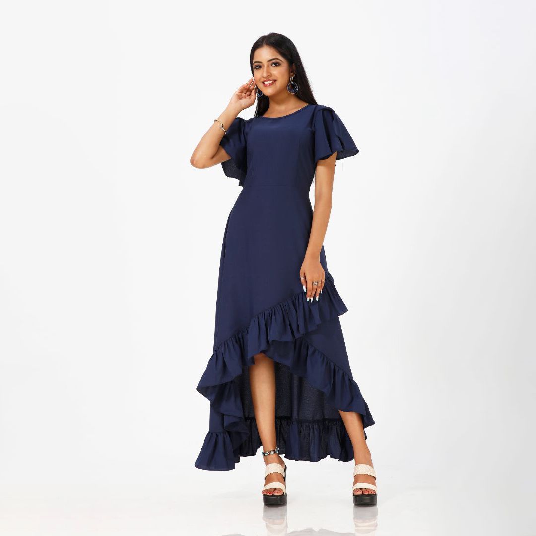 Flared plain western maxi for women