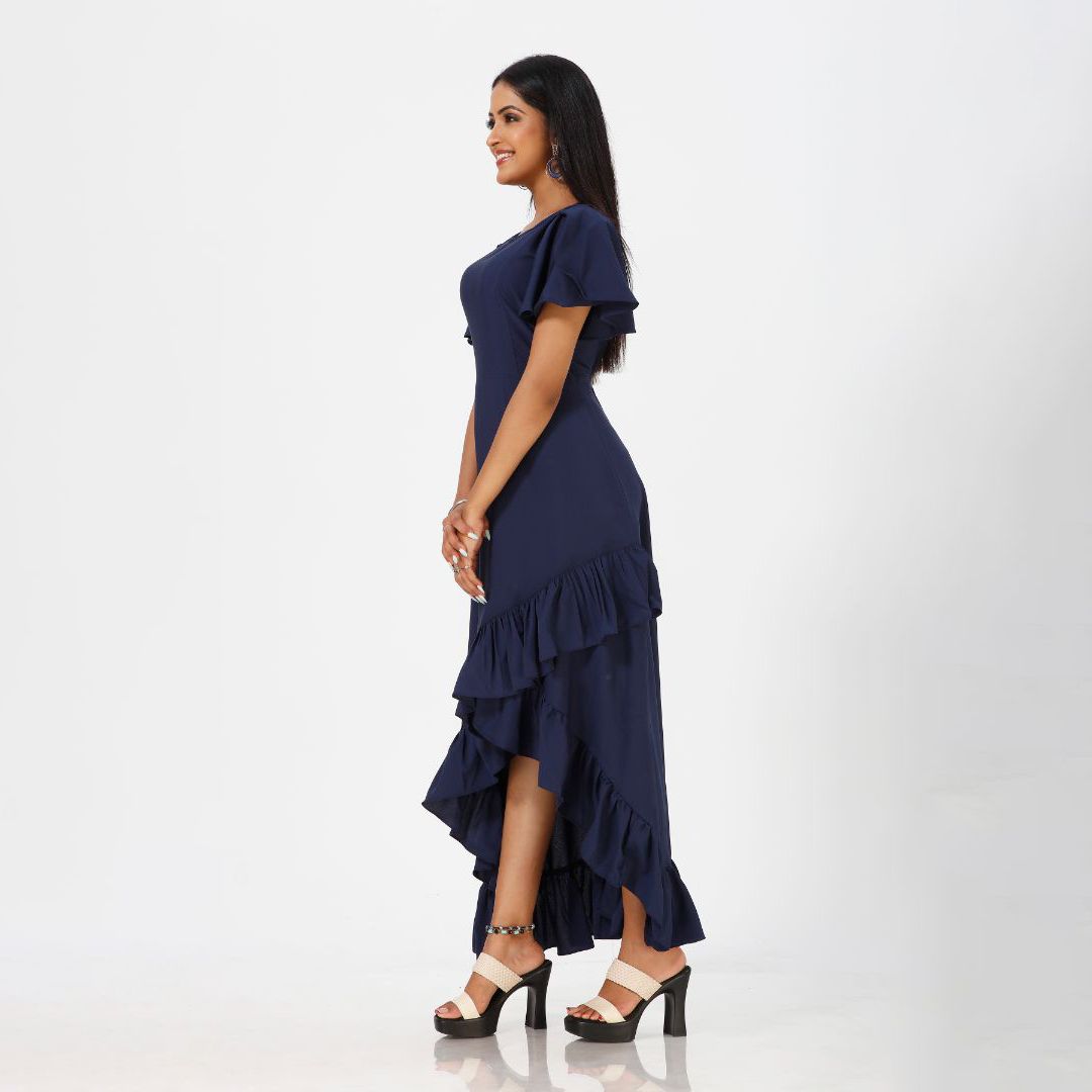 Flared plain western maxi for women