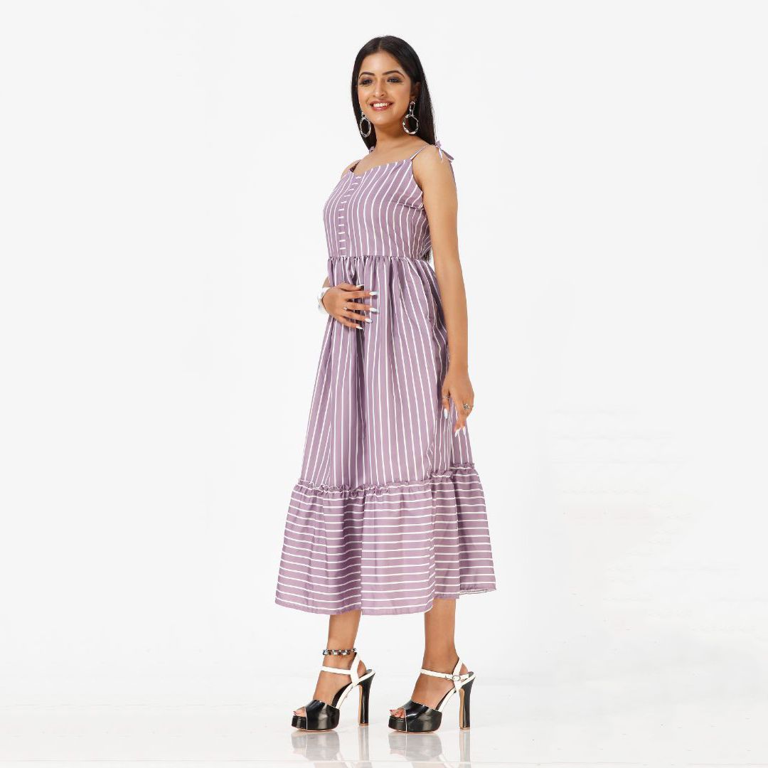 Elegant Striped Maxi Dress