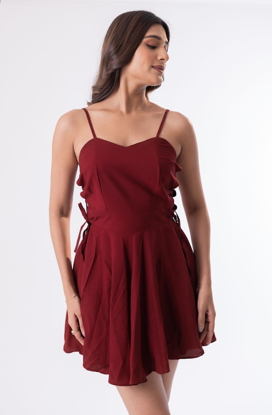 Bliss Crepe Midi Dress with Lace-Up Detail