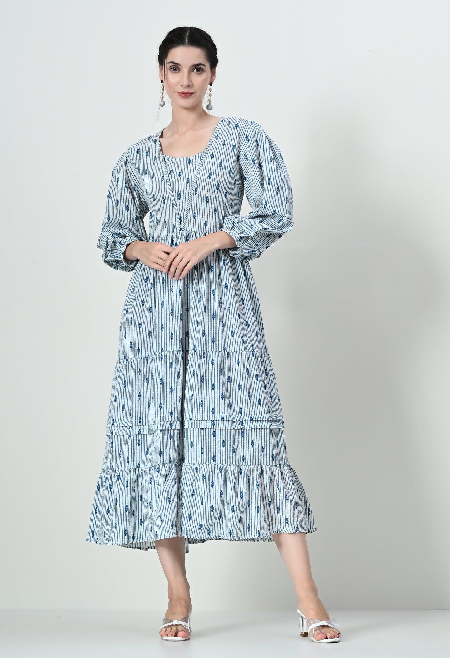 A - line printed western maxi for women