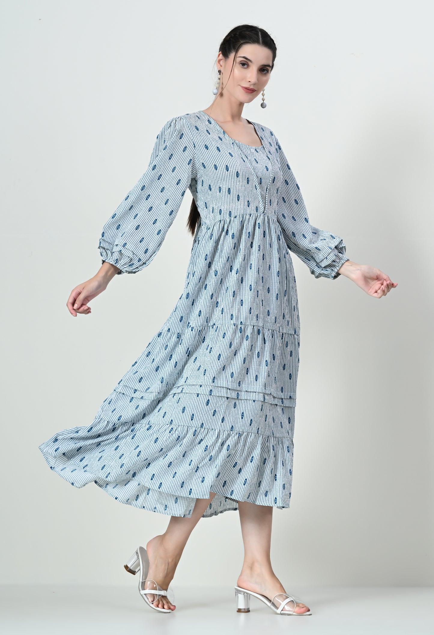 A - line printed western maxi for women