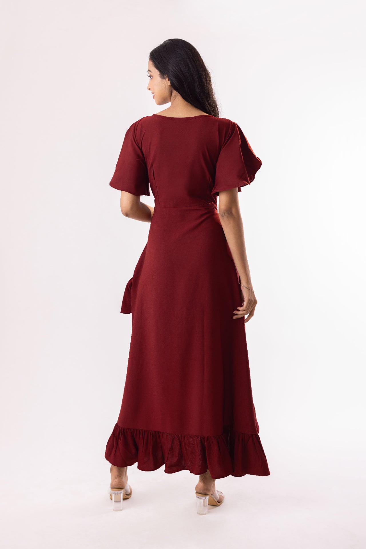 Flared plain western maxi for women