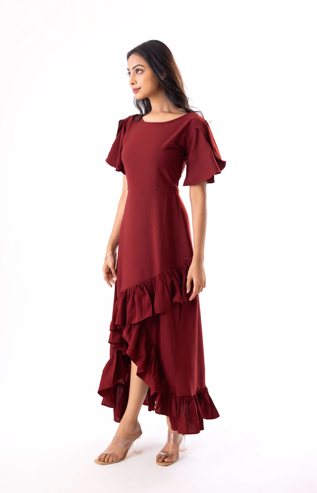 Flared plain western maxi for women