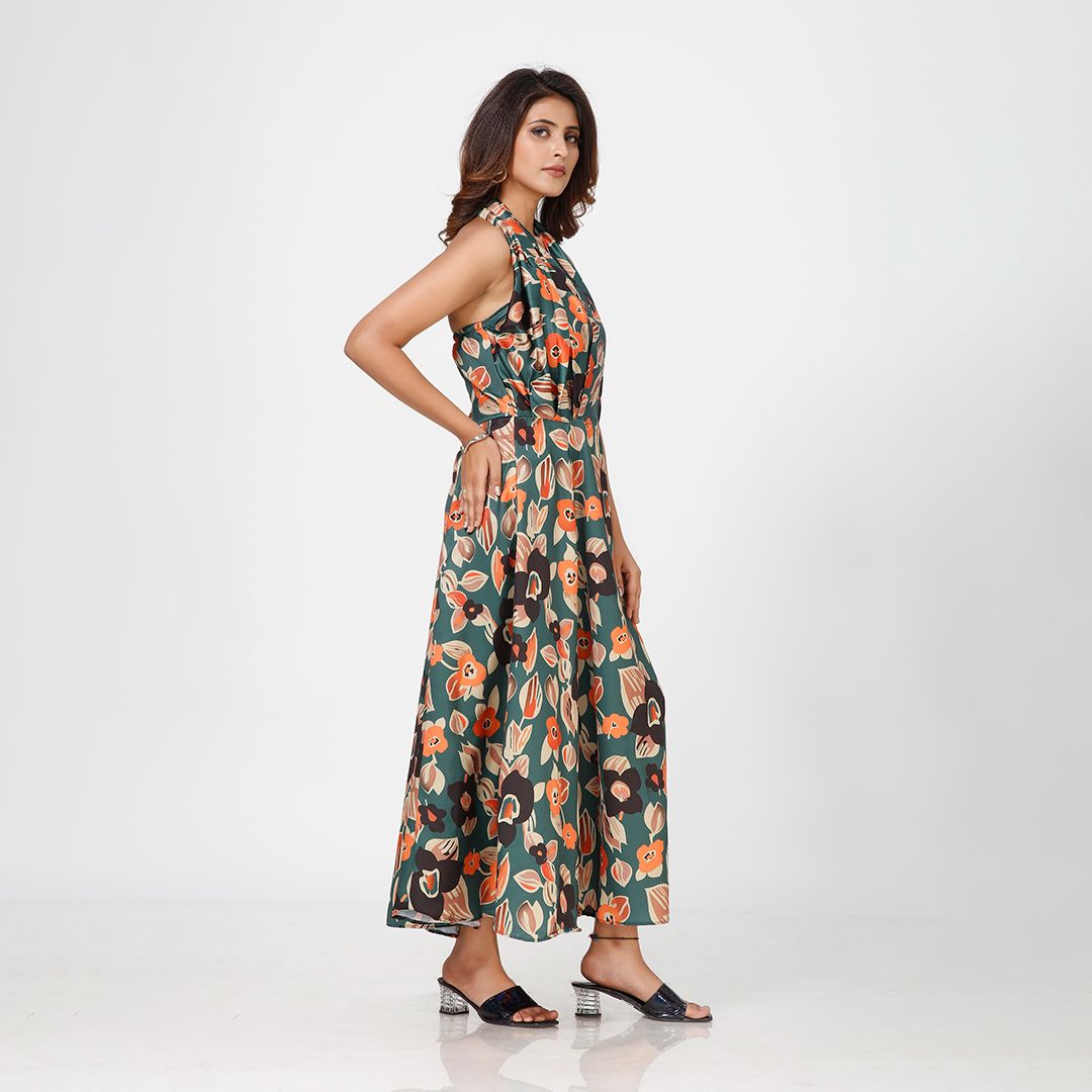 One-Shoulder Floral Elegance Maxi Dress