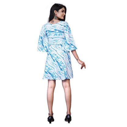 Elegant Shibori Printed Crepe Midi Dress